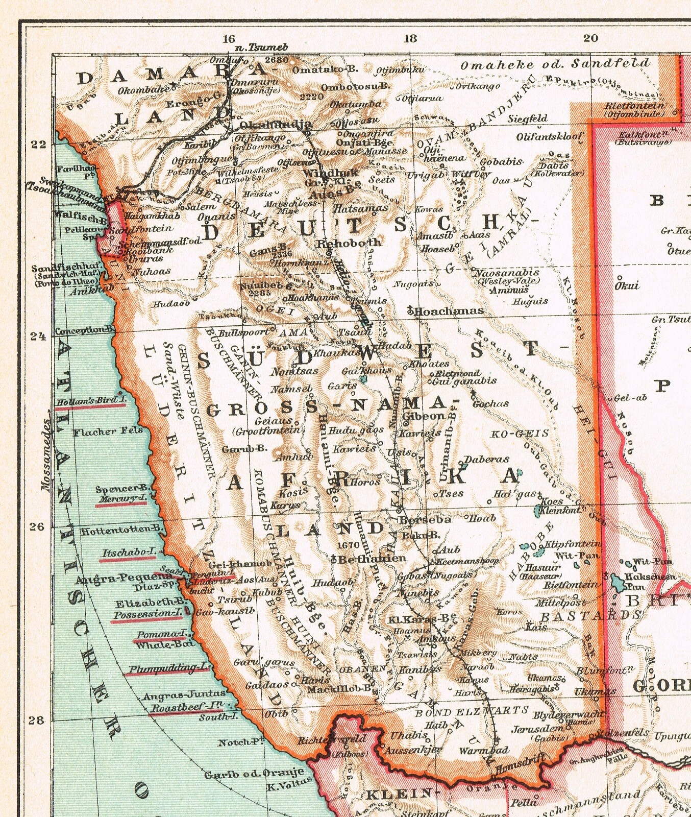SOUTH AFRICA CAPE TOWN KAAPSTAD Original map 1905 DATED SOUTH AFRICA