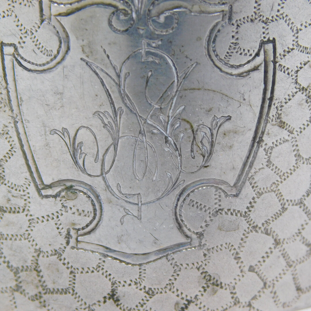 Germany 800 Solid Silver Napkin Ring MS / SM Mono 1.75″ Diam x 1-3/8″ Tall 18 Gr