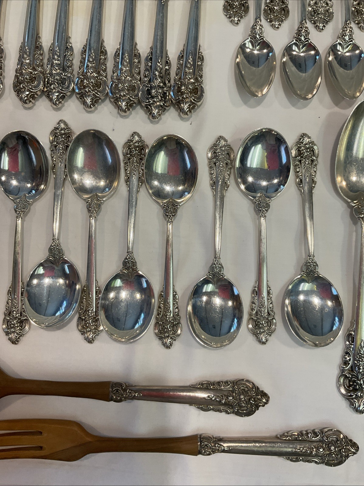 93pc Wallace Sterling Silver Grande Baroque Flatware 10 Person Service + More