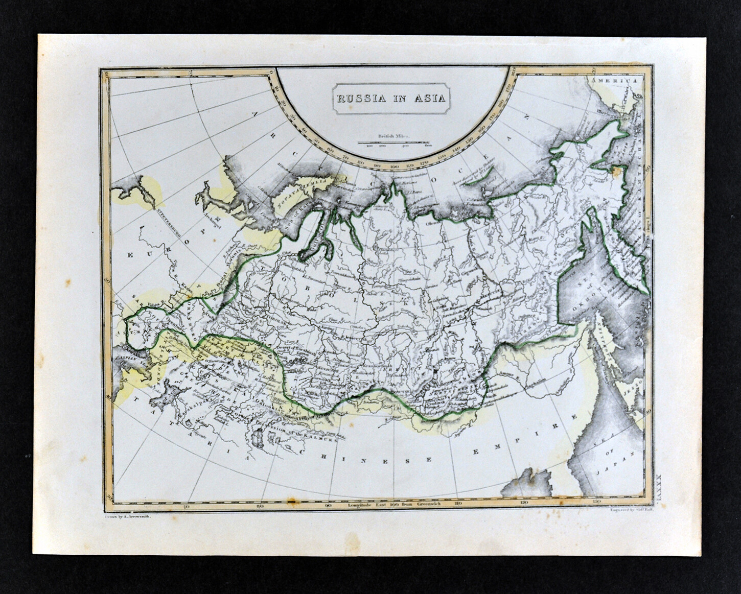 1836 Arrowsmith Map Siberia Russia in Asia Tobolsk Omsk Arctic Ocean North Pole