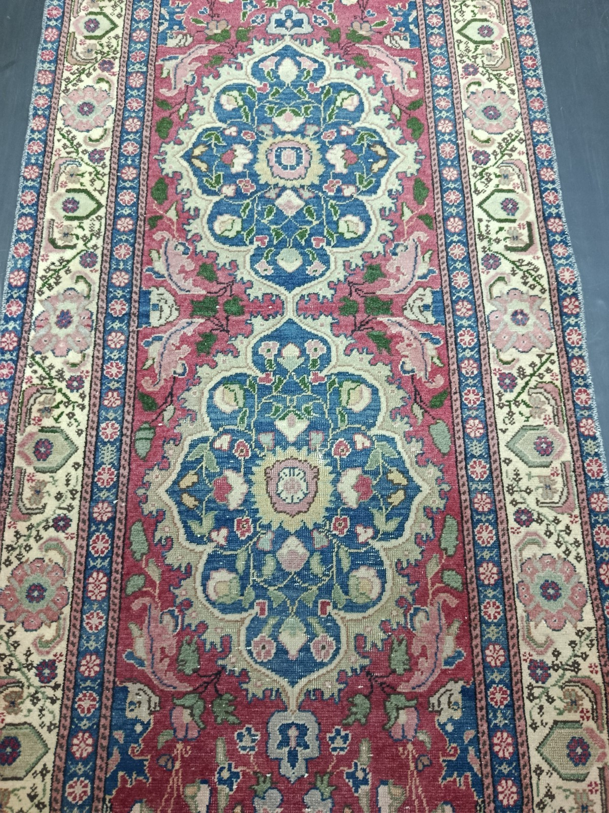 Red Antique Handmade Medallion Runner, 2.7×5.8ft, Vintage Oriental Entryway Rug,