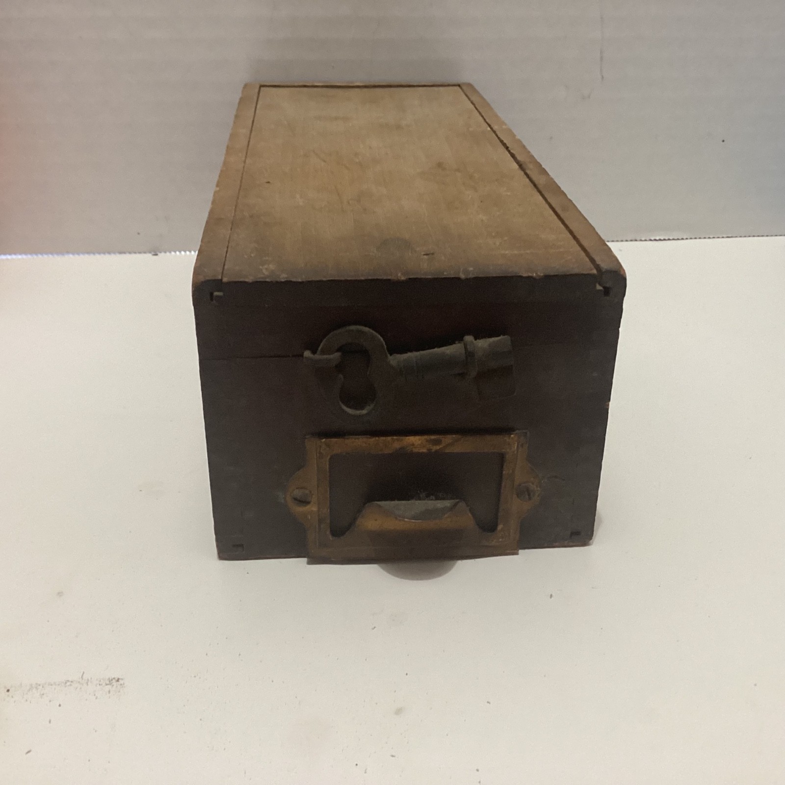 Antique File Desk Box with Lid and Barrel key