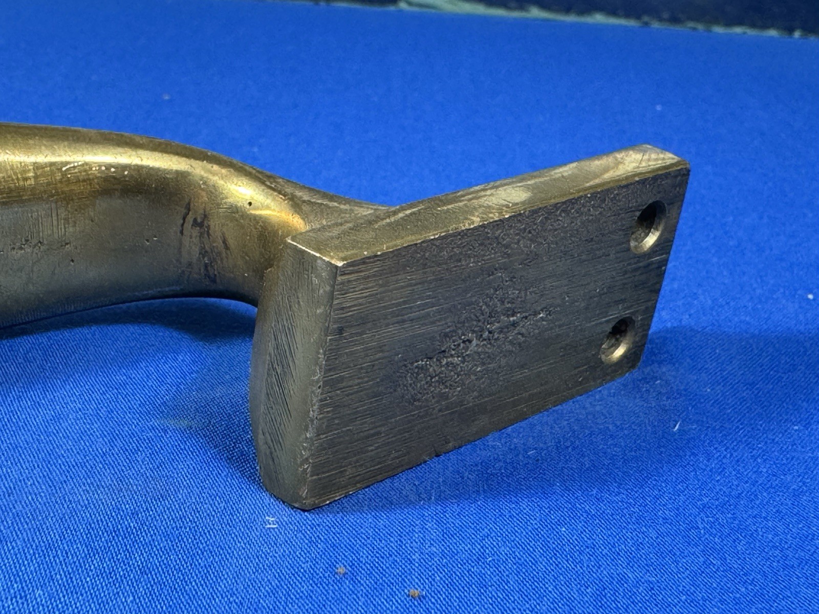 Vintage NOS Solid Brass Door Handle, Weighs 1 lb 2 ozs 7 5/8″ x 1″ Footprint