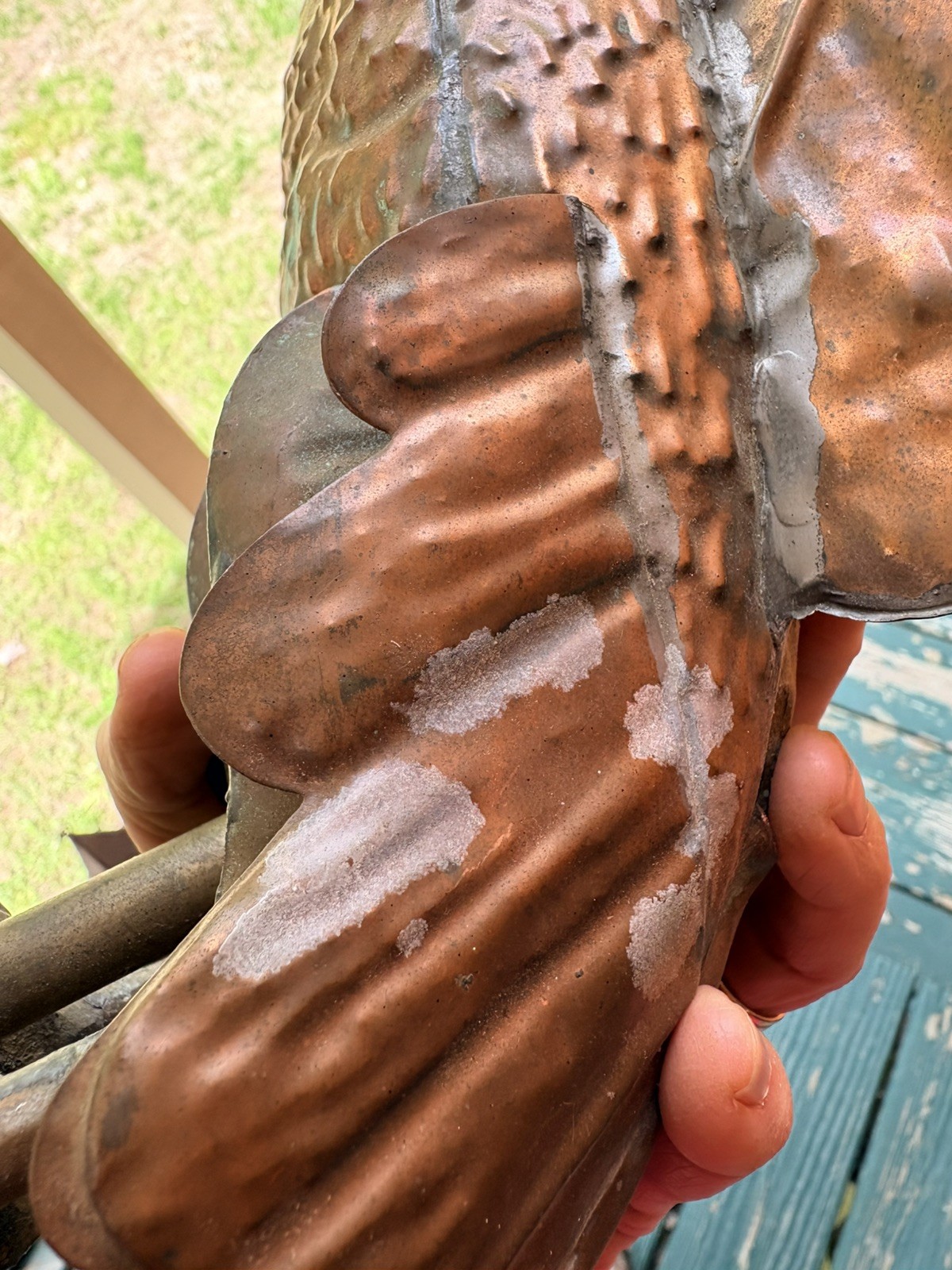 Antique Copper Eagle Weathervane with Orb, Repoussé, ~24” Wingspan, 19th-20th C.