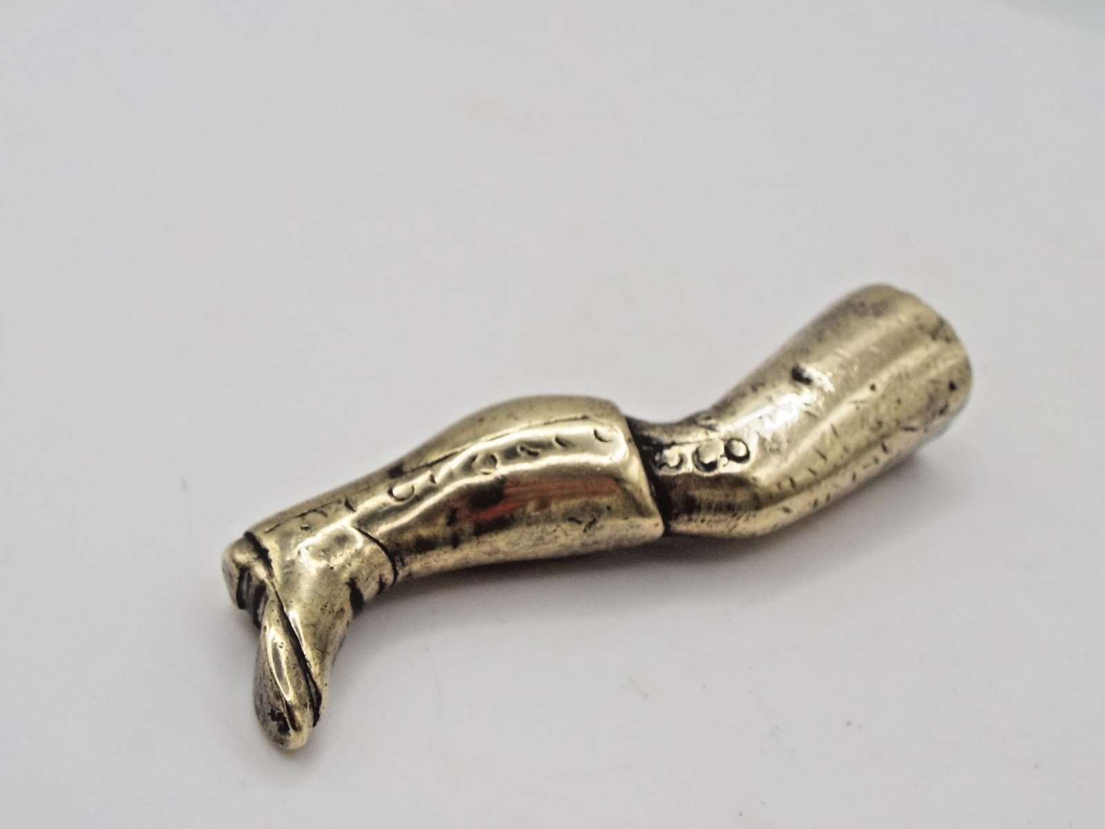 Antique Solid Brass Regency Boot Leg Novelty Pipe Tamper