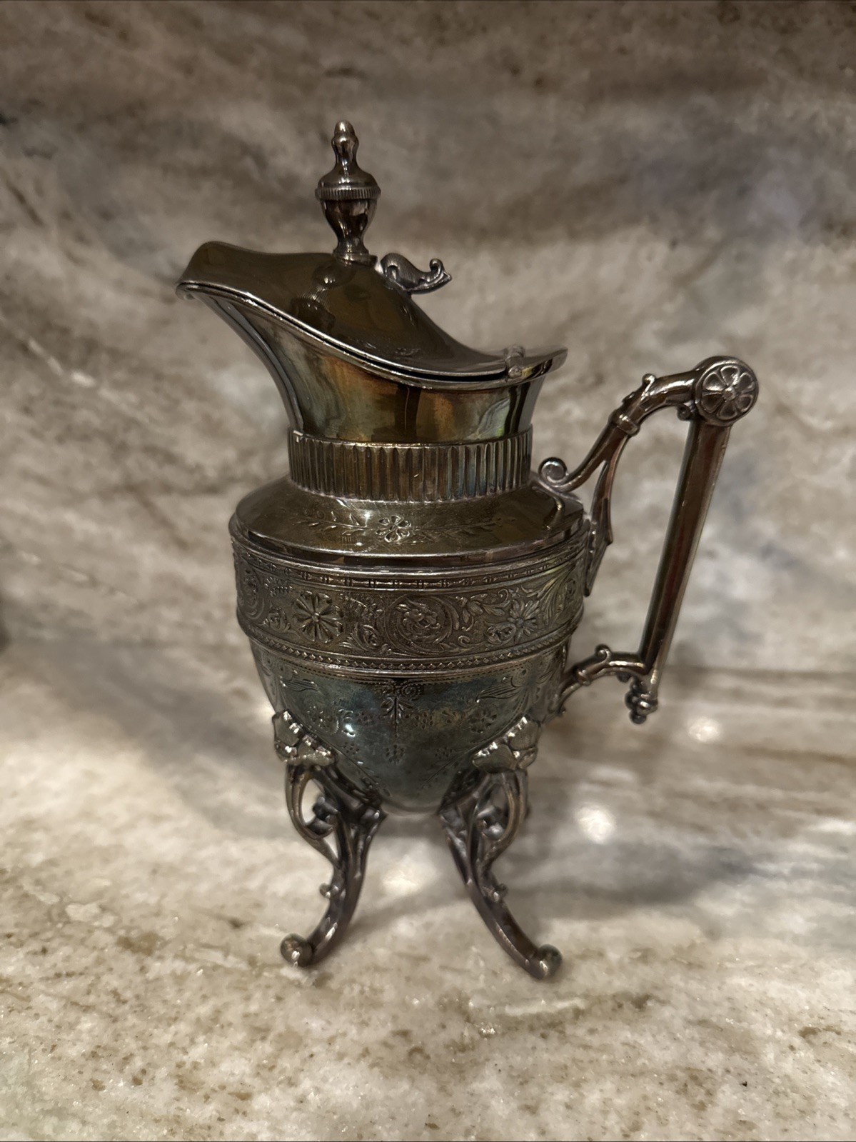 Rare Antique Simpson Hall Miller & Co Quadruple Syrup Pitcher 8″ T