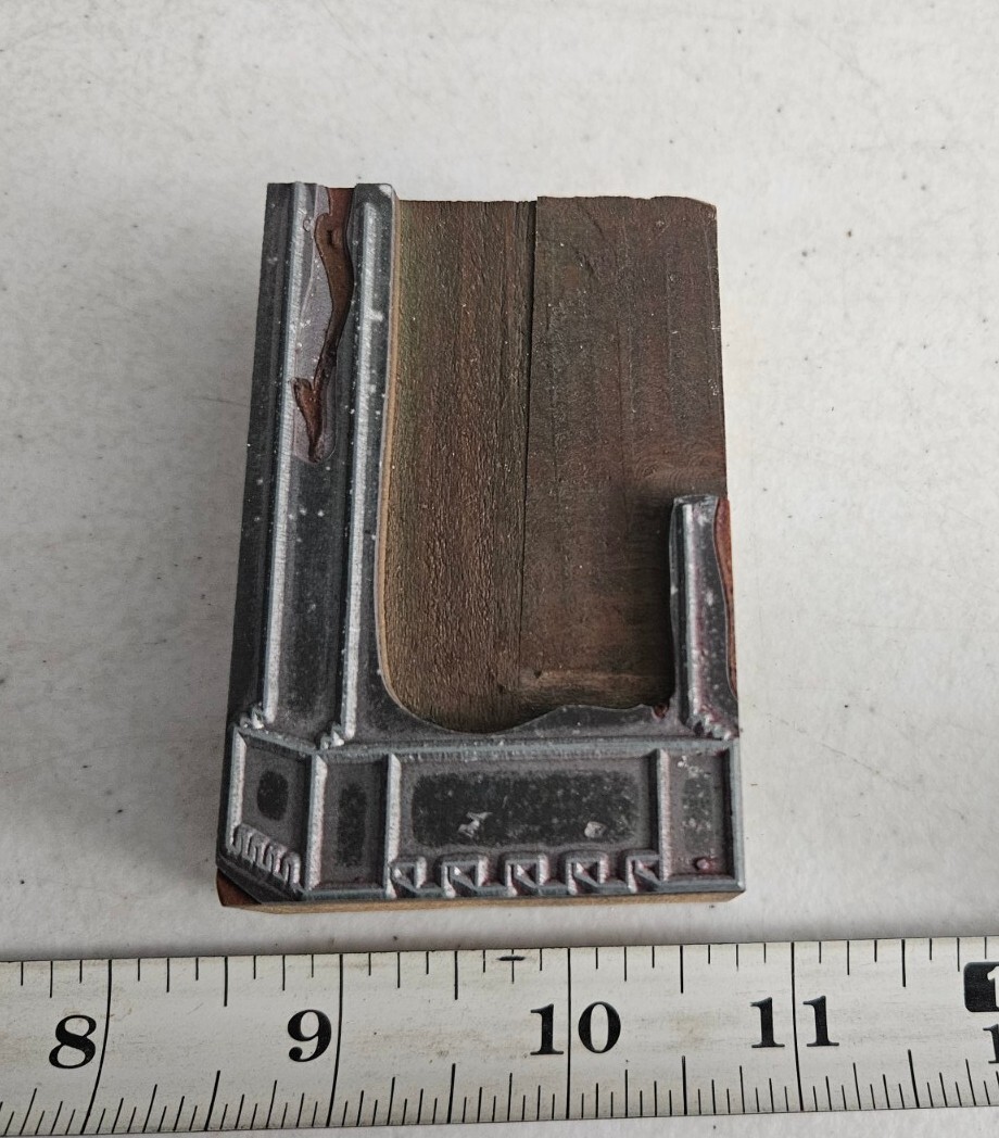 Vintage Letterpress Printing Block Building? Outline Part Unsure