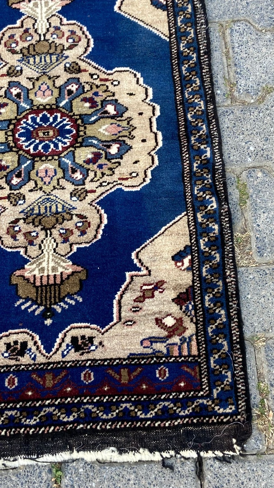 Blue Handmade Wool Rug, 1.9×3.2 ft Small Carpet, Entryway Decor, Home Gift Rug