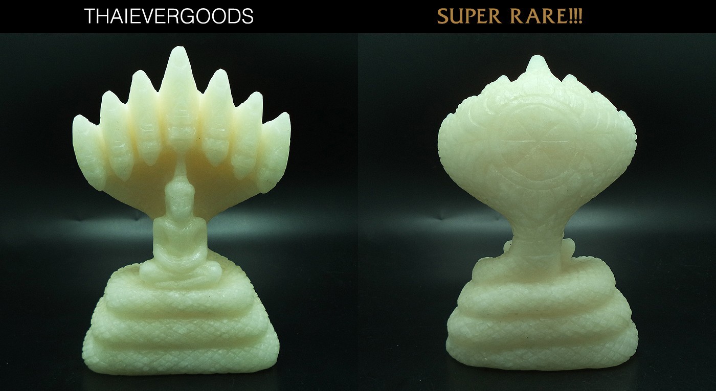RARE BUDDHA NAGA PROK STATUE WHITE CORE STONE RELICS 300 YOD THAI AMULET