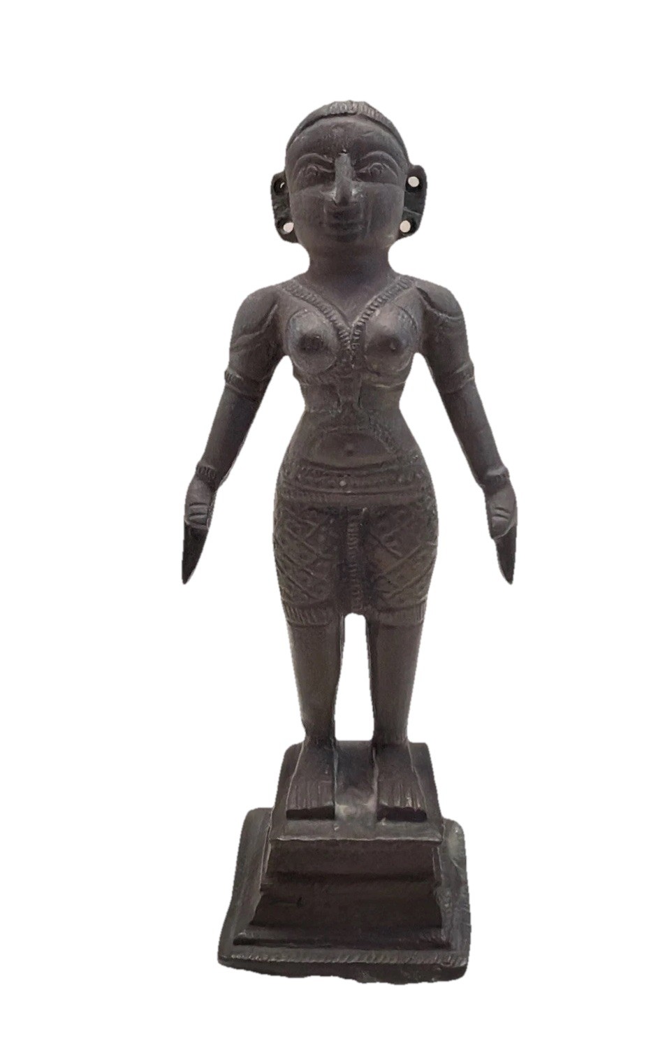 Vtg African Tribal Bronze Female Statue Handmade Ethnographic Sculpture Decor