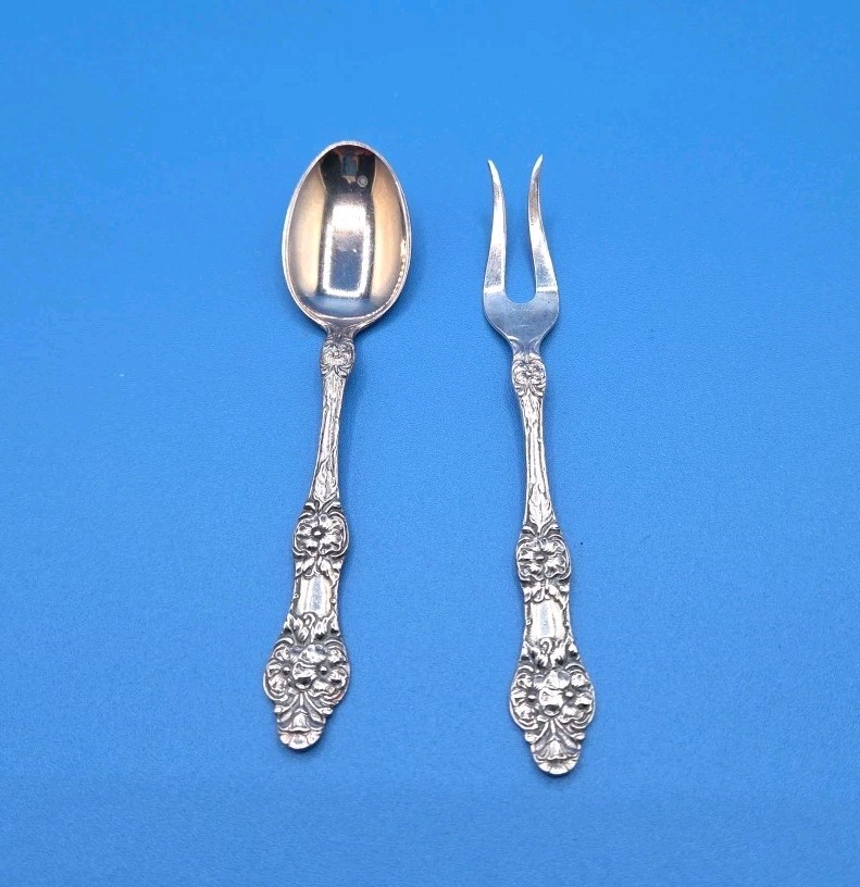 TH. Marthinsen Norway EPNS 40 Lemon / Olive Fork & Spoon 4”