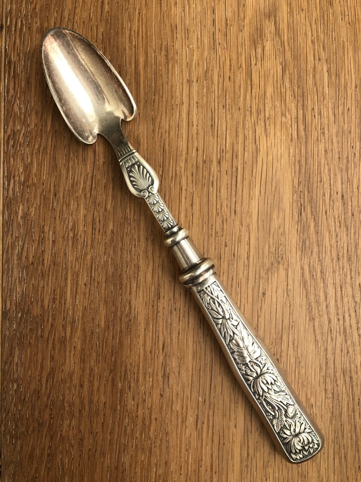 1860 Rogers & Son Antique Silver Plate Cheese Scoop 19th Century Stylized handle
