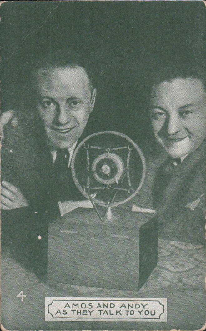 Vintage Amos And Andy As They Talk To You Arcade Card Postcard 1930s Radio