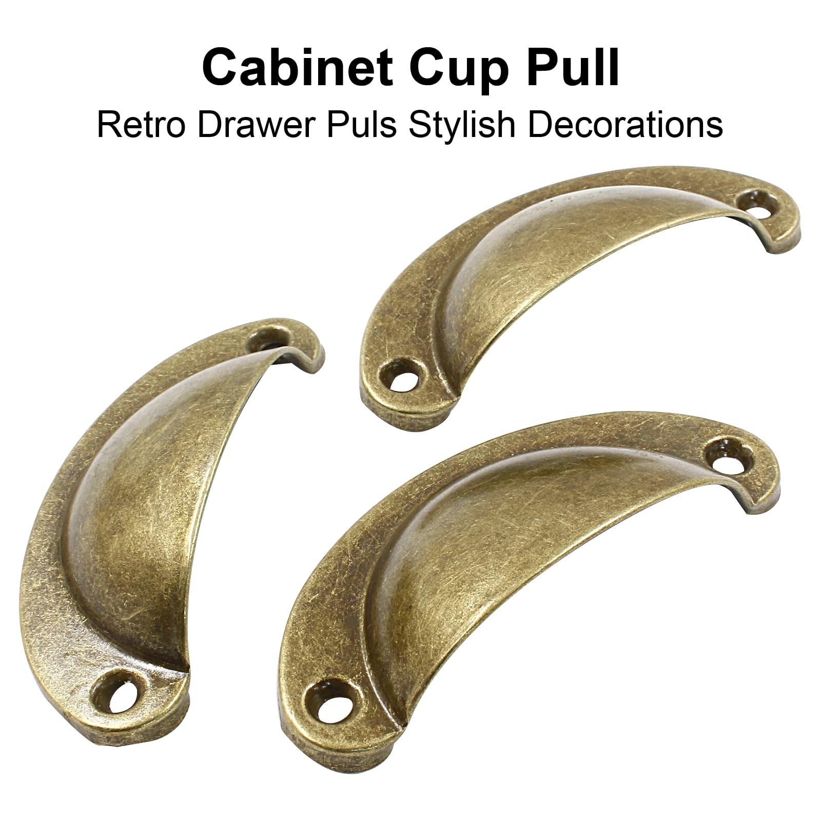 suiwotin 24pcs Antique Cup Drawer Pulls, Brass 24pcs-Small, Bronze