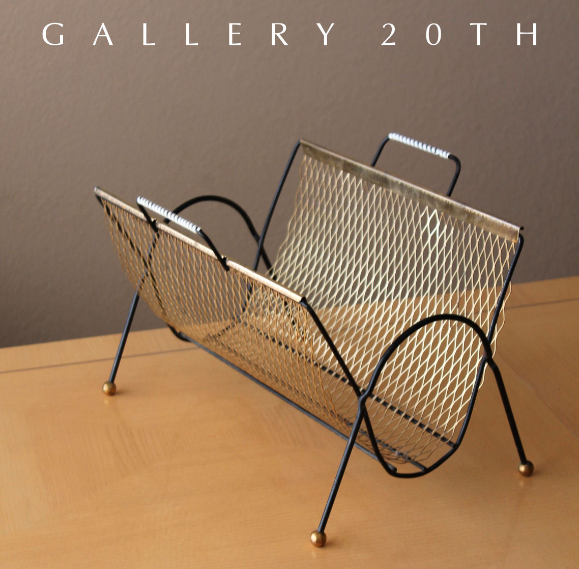 VINTAGE! ATOMIC MODERN MAGAZINE RACK! 50S 60S MID CENTURY INTERIOR DESIGN BRASS