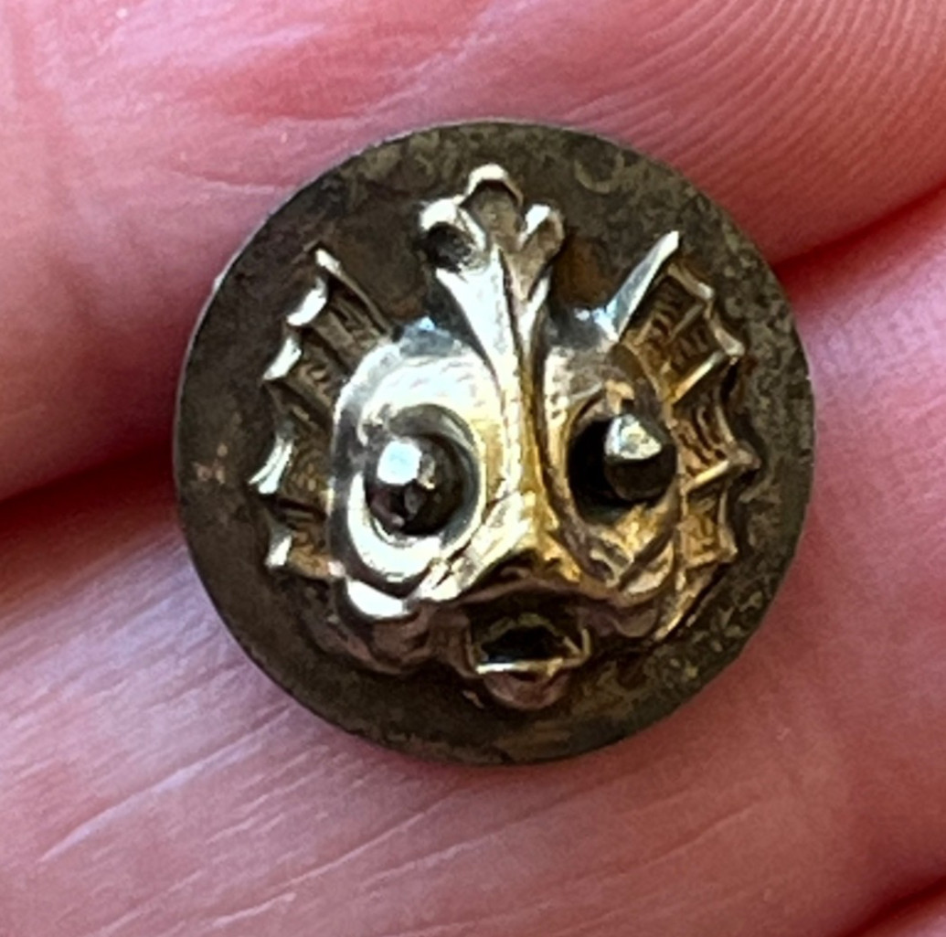 Antique Sea Monster Button Metal Steel Cut Sea Creature Charm String 5/8” 16mm