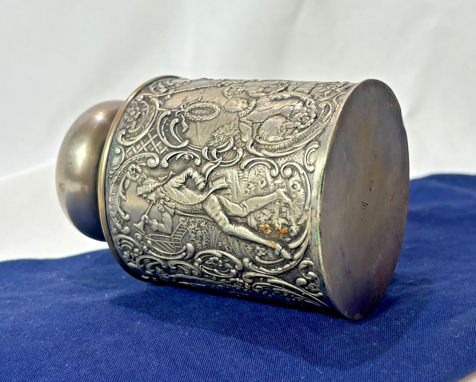 Antique Tea Caddy Repousse Victorian Courting Couples Lion Passant Marked