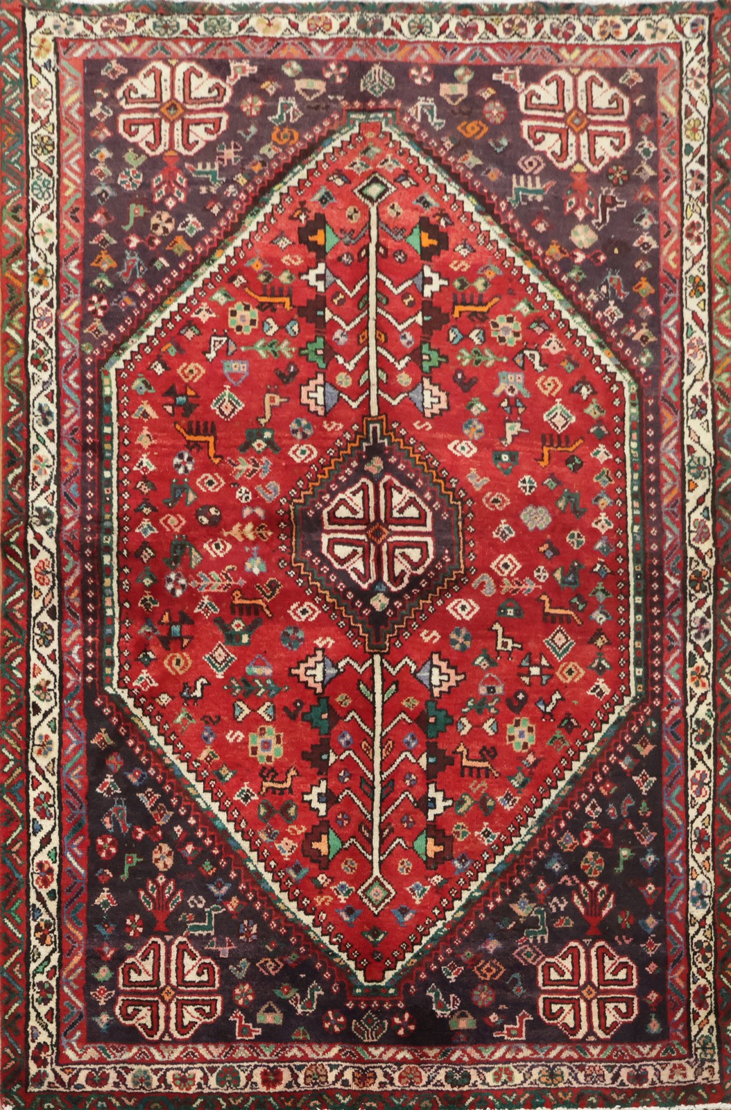 Traditional Style Accent Rug 4×6 Handmade Wool Geometric Vintage for Any Room