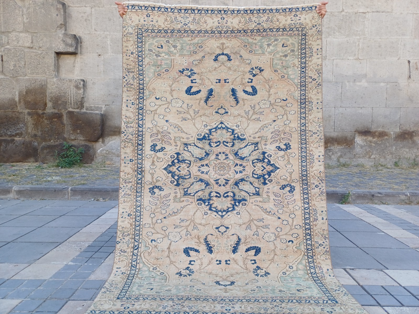 Turkish Vintage Kayseri Area Rug 4.3 x 6.99 ft , 4×7 Handmade Rug 131 x 213 cm