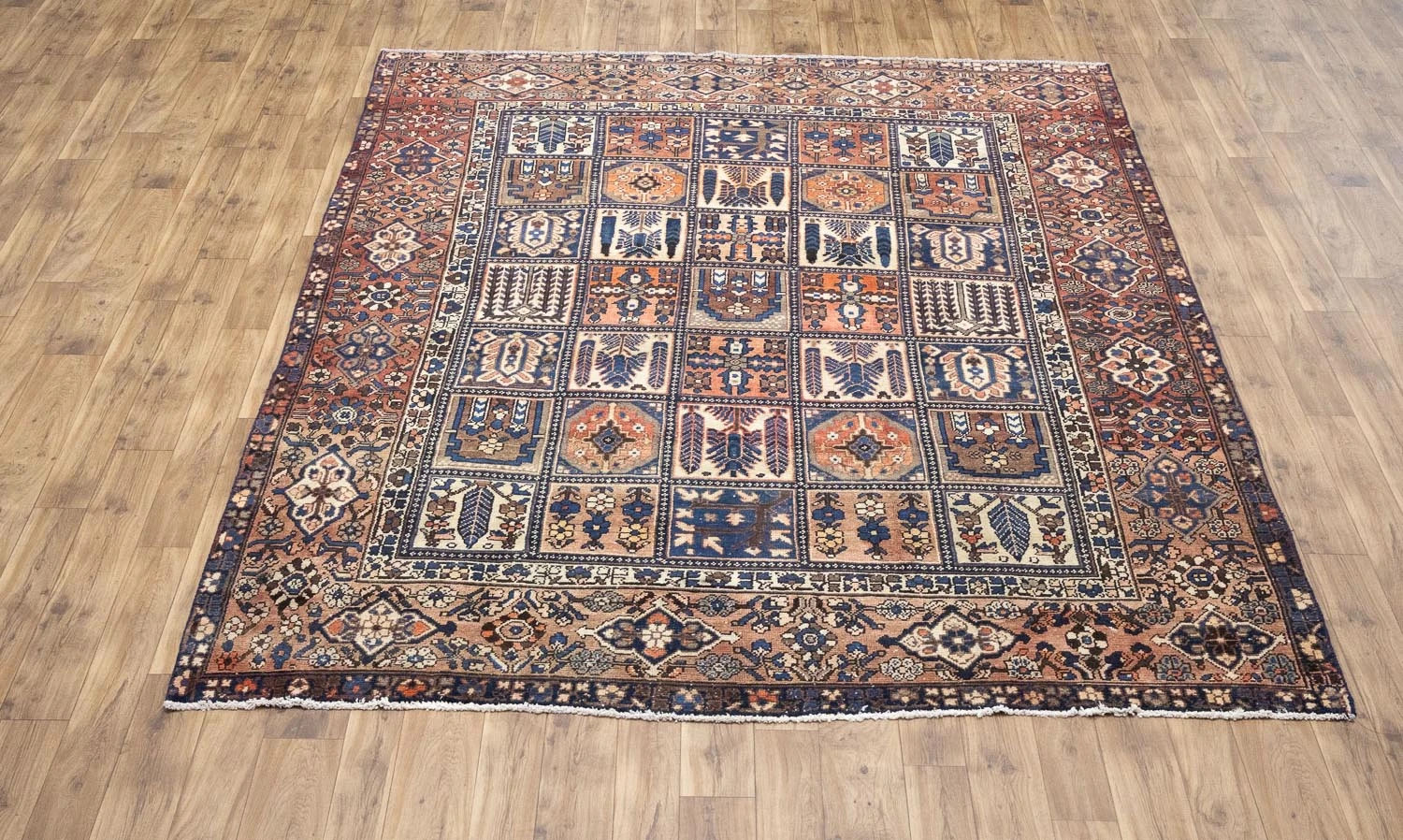 8’9 x 10’5 ft Semi-Antique Handmade Geometric Wool Living Room Carpet