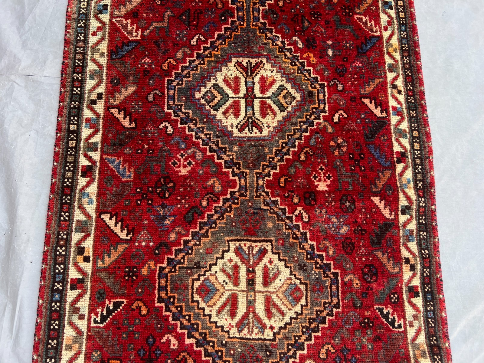 Red Turkish 3x10ft Vintage Hand Knotted Wool Runner Rug Tribal Medallion Carpet