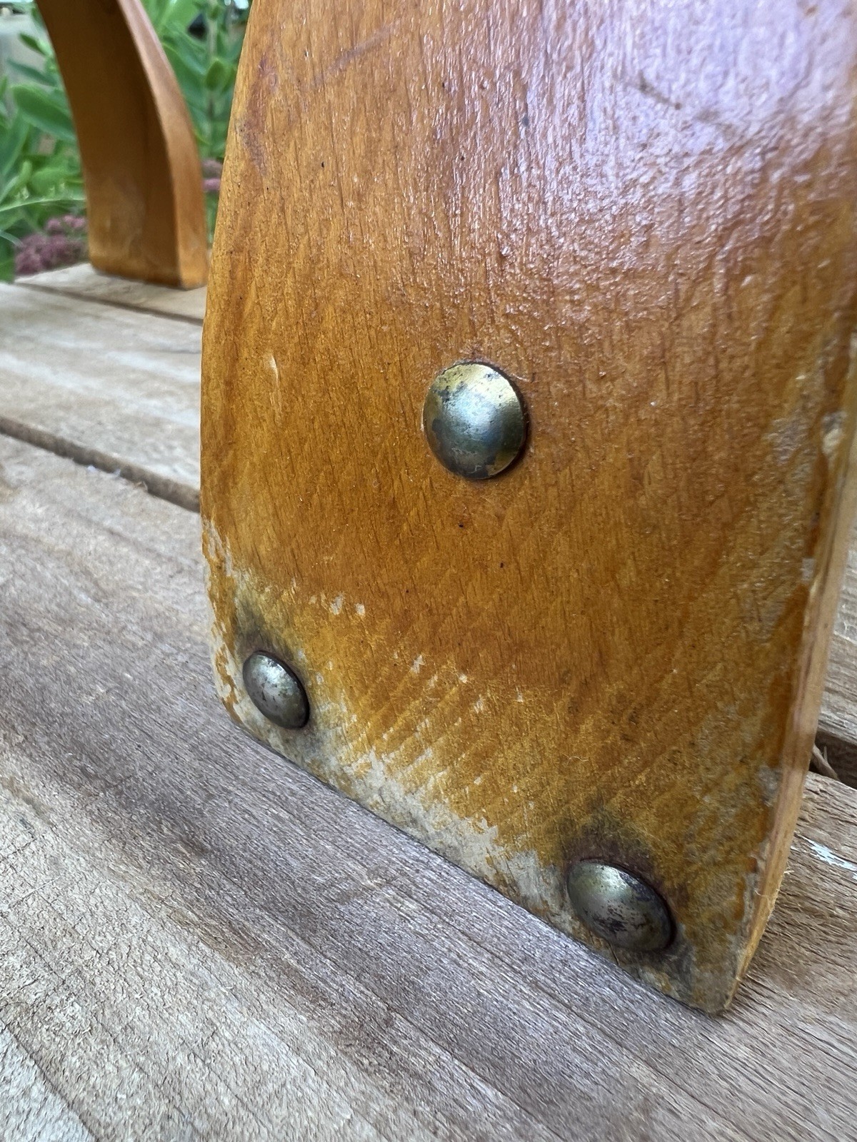 Vintage Turkish Hand-Carved Camel Saddle Stool Folk Art Original – Export Label