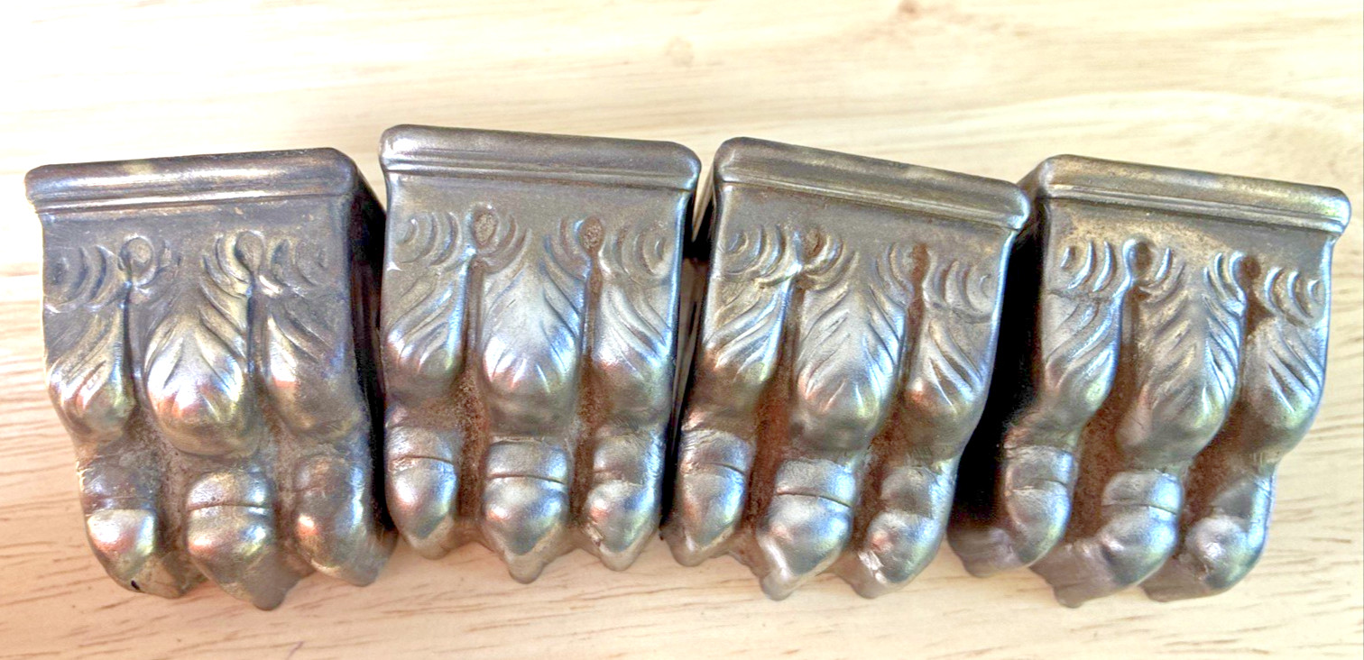 Small ANTIQUE BRASS stamped Claw foot toe leg cap piano stool table chair car…