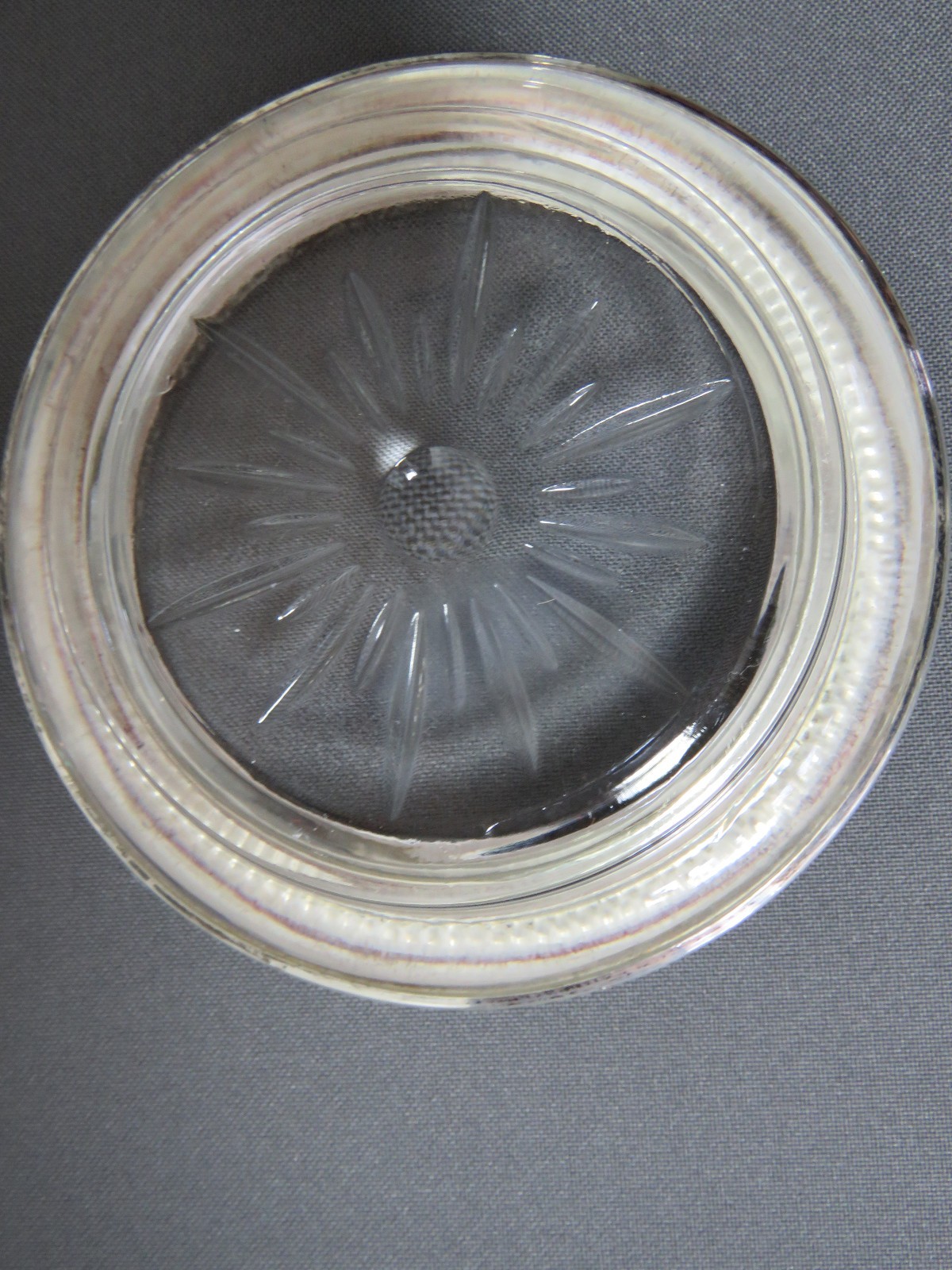 5-Vintage Frank M. Whiting &Co. Sterling Silver & Glass Starburst Beaded Coaster