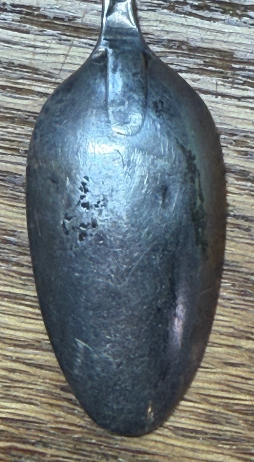 American Coin Silver Coffee Spoon Initials SA Untraced Round Upturned Handle