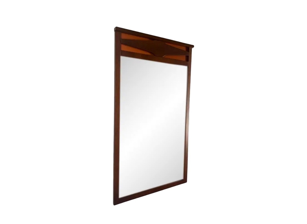 Vintage Mid-Century Modern Starburst Walnut Wall Mirror – Restored