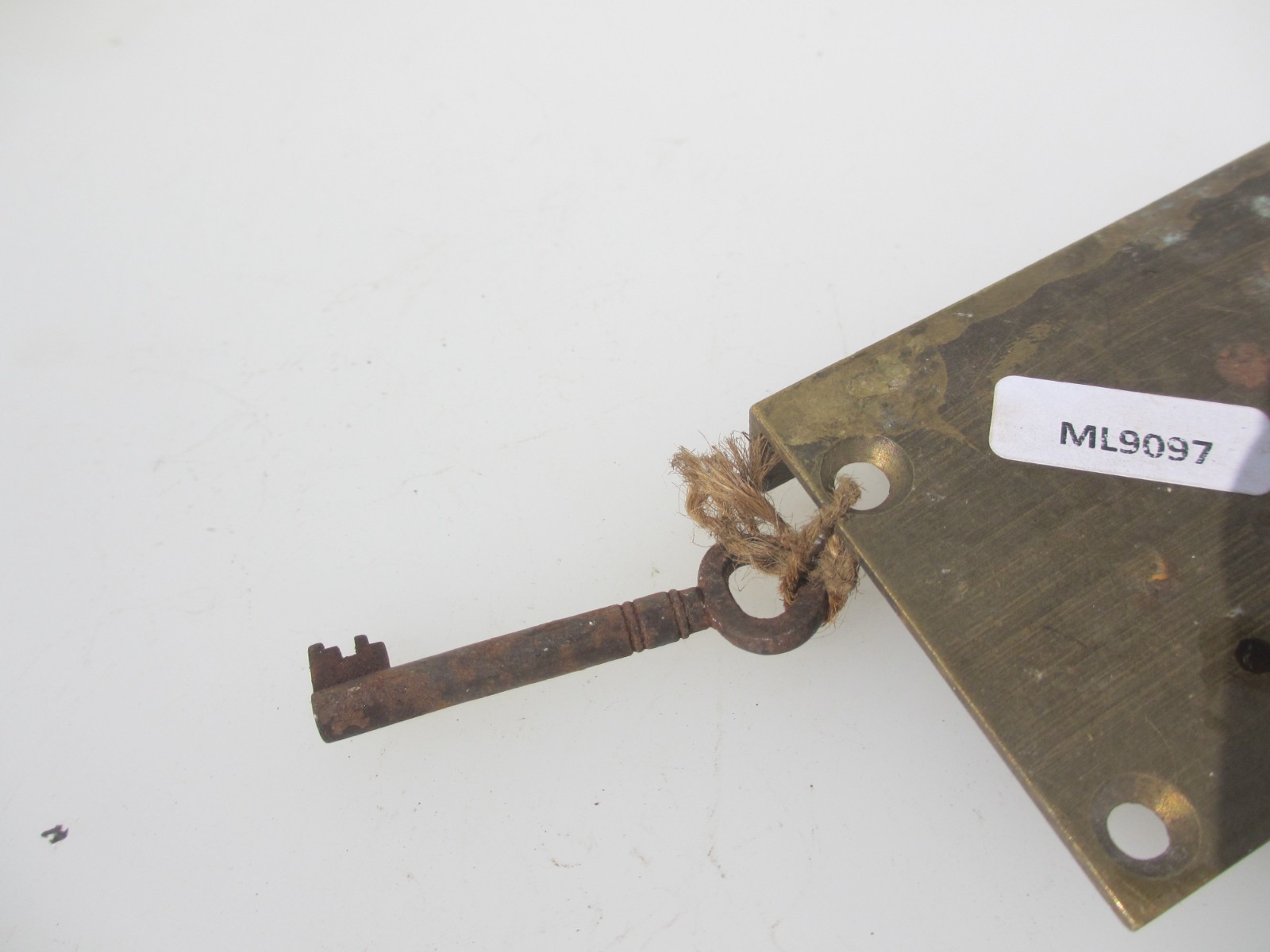 Antique Brass Cabinet Lever Lock Catch Cupboard Chest Drawer Bolt Iron Key Old