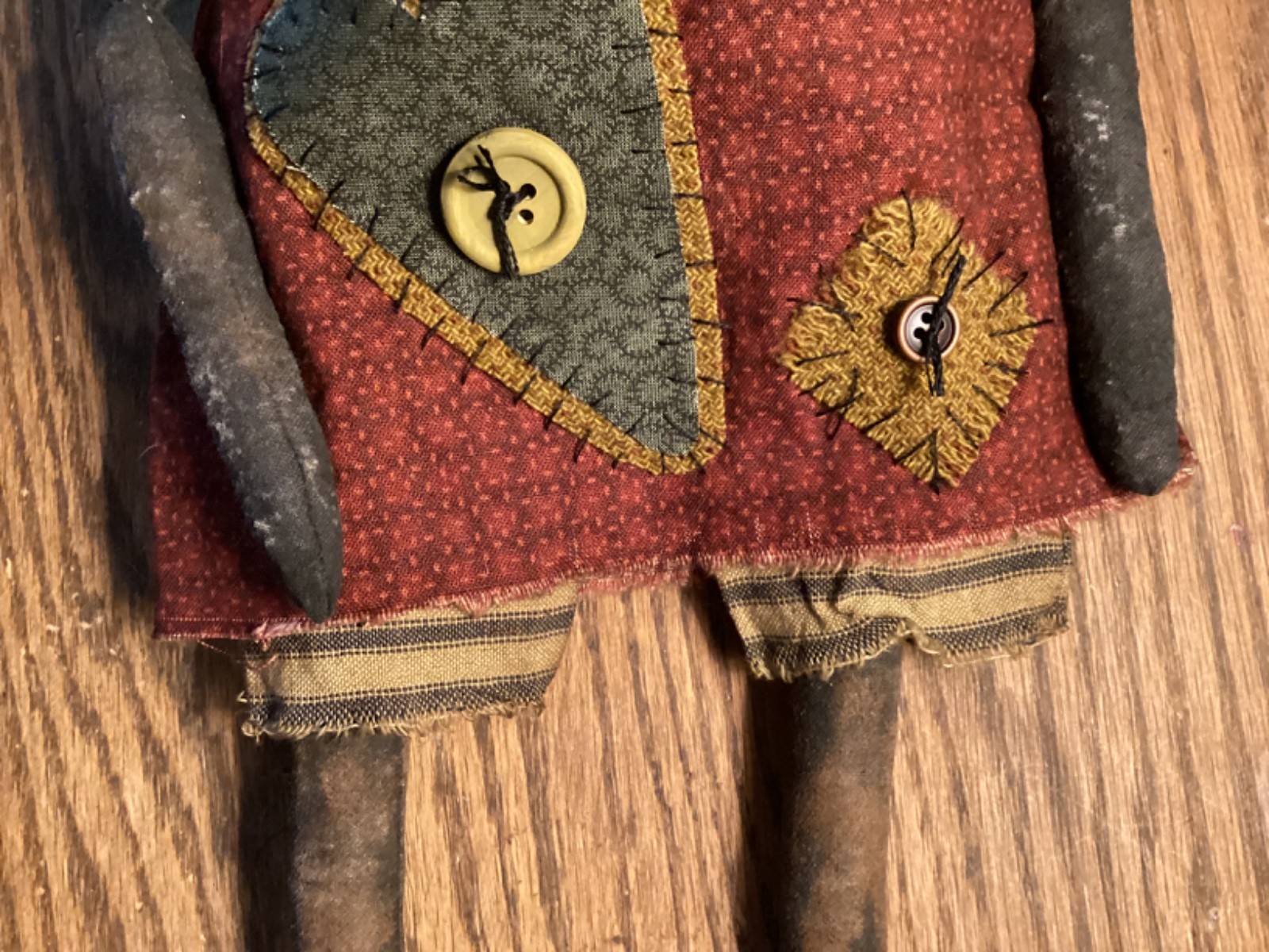 Primitive BLACK DOLL & BEE Handmade OOAK Signed & Dated THREADBARE PRIMITIVES