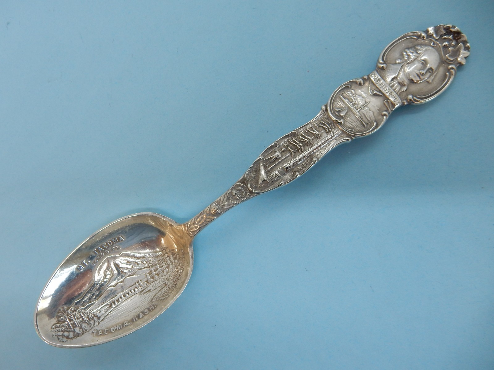 WASHINGTON STERLING Silver Pic Bowl SOUVENIR Spoon Mt TACOMA 31g