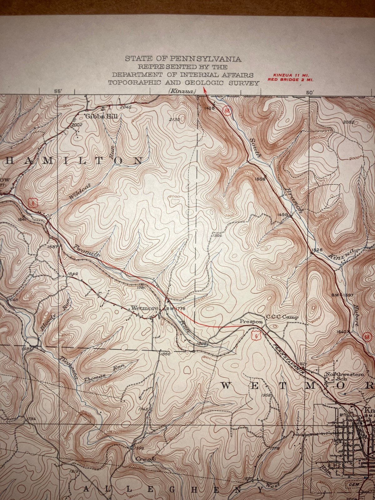 Kane PA McKean County Old USGS Topographical Geological Survey Quadrangle Map