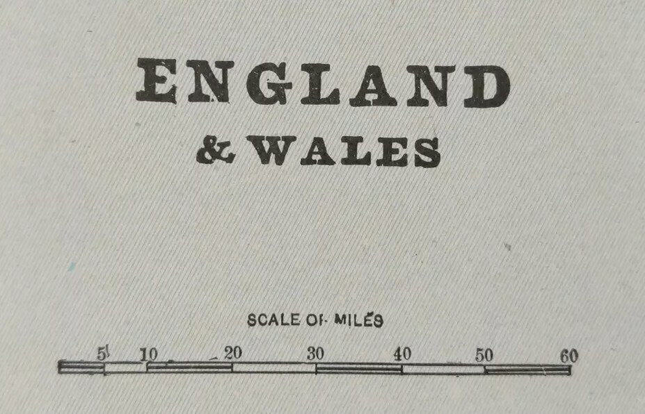 Vintage 1900 ENGLAND WALES Map 11″x14″ ~ Old Antique Original UNITED KINGDOM