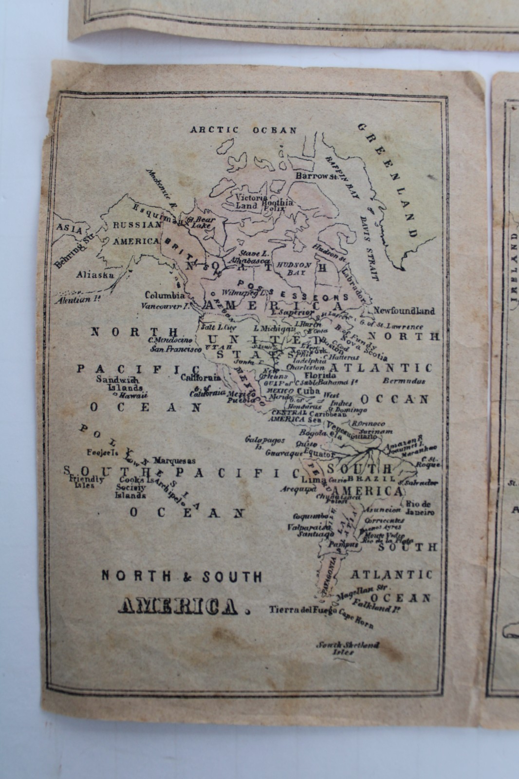 RARE Early / Mid-19th Century Lithograph Geography Map Child’s Toy Blocks w/ Box