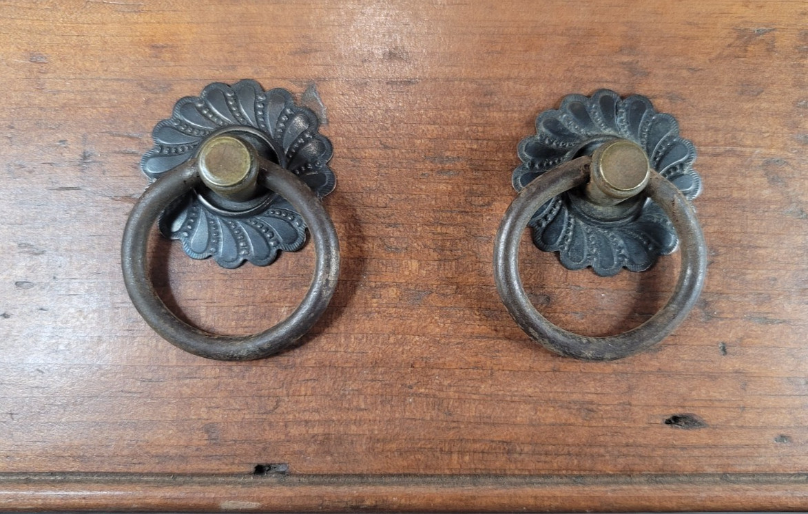 Drawer Pulls Drop Ring 2 Handles & Backplates Furniture Hardware 1 5/8″ Plate