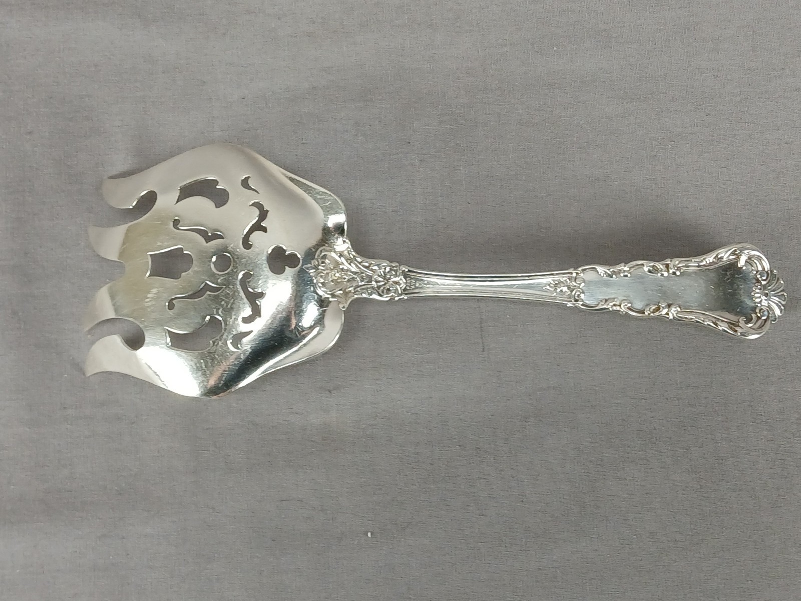 Antique Gorham Baronial Old Monogrammed Sterling Silver Fish Serving Fork