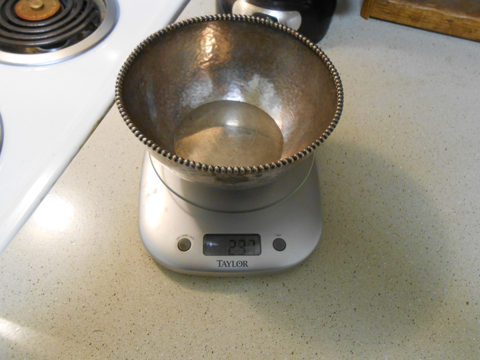 830S Silver scrap Bowl 237 grams, no weighted material, engraved 1922 see notes