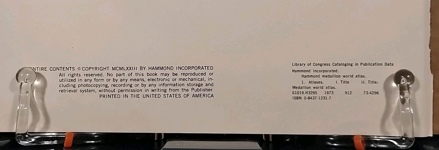 1973 Vintage OHIO Atlas Map Mid-Century Modern Hammond Medallion World Atlas