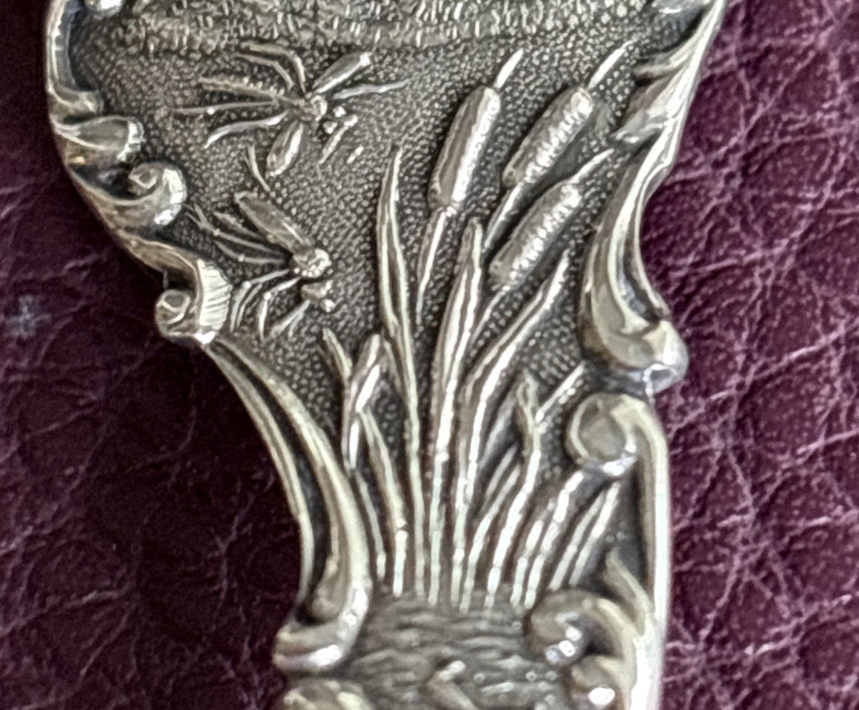 New Jersey Skeeters Cattails Mosquitos 5.5″ Sterling Souvenir Spoon Shepard 20g