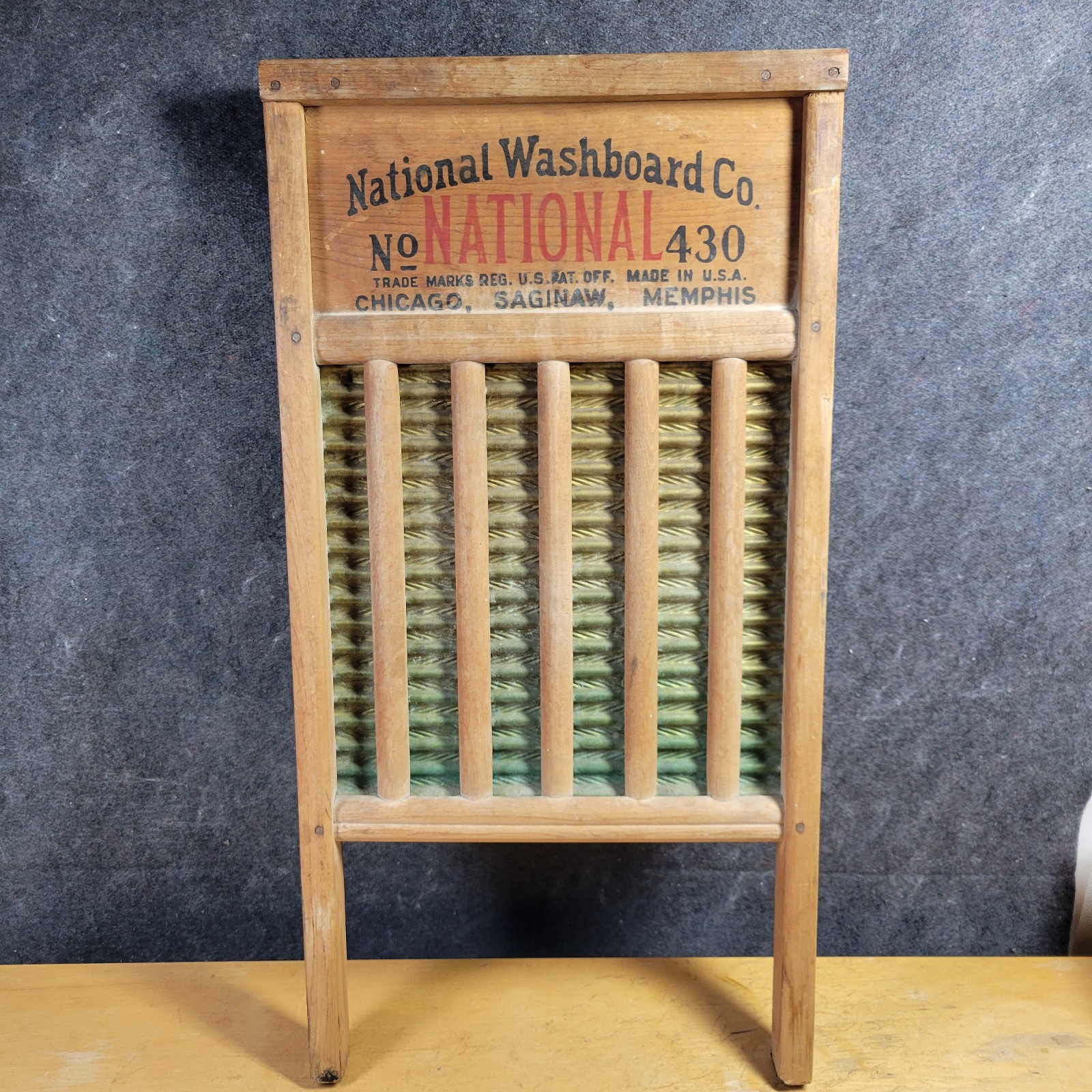 Vintage National Washboard Co No. 430 12.5″×24″ Original Patina Farmhouse Decor