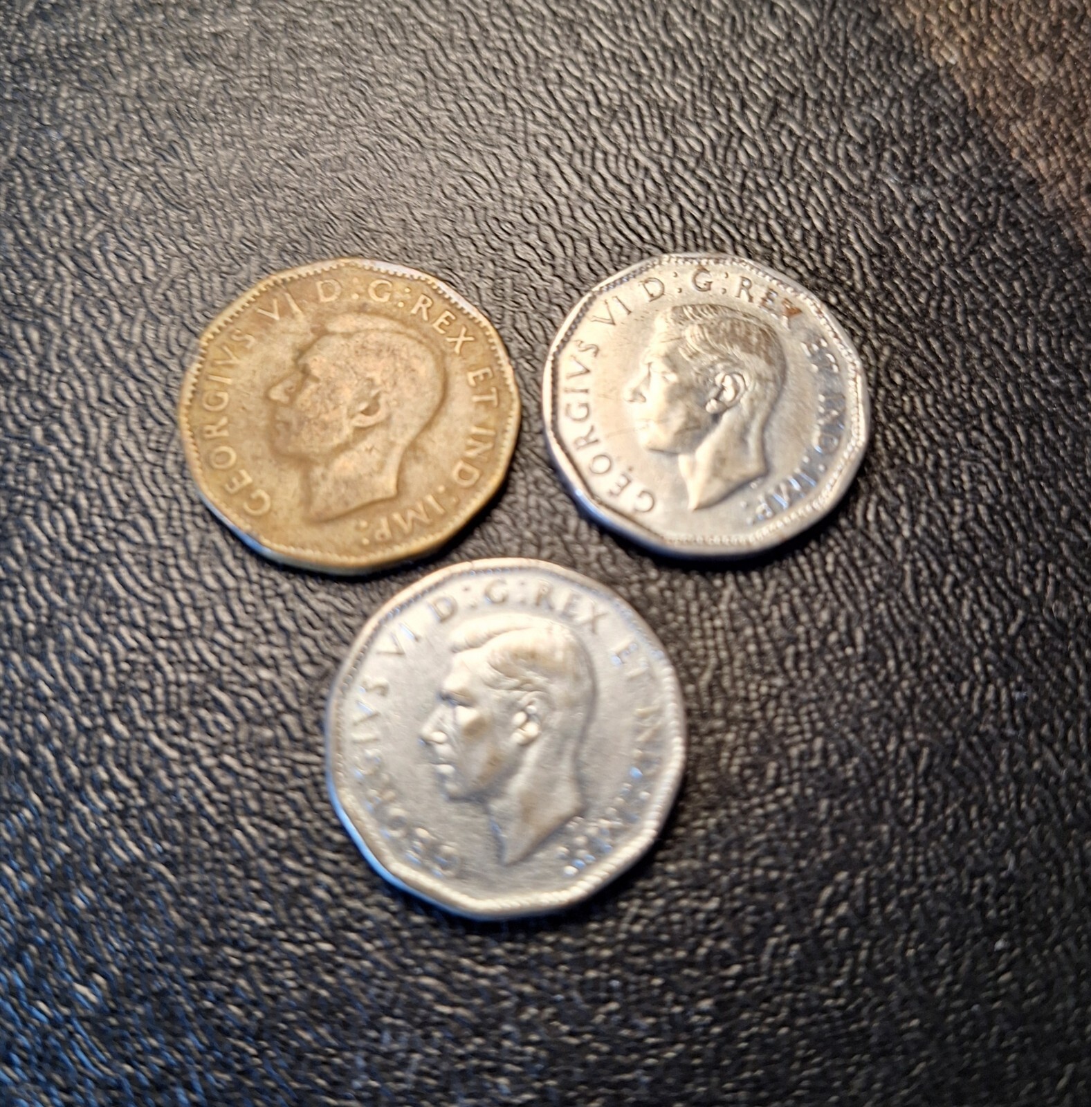 1943 – 1945 CANADA 5 CENTS – WW11 1943, 1944, 1945. RARE LOT OF 3 COINS