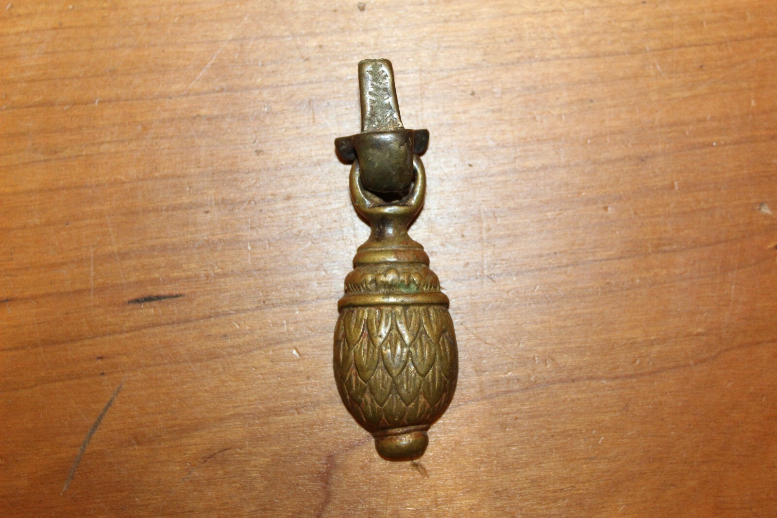 Antique Cast Bronze Drawer Drop Pendant Pull Aged Patina & Ornate Design P-40