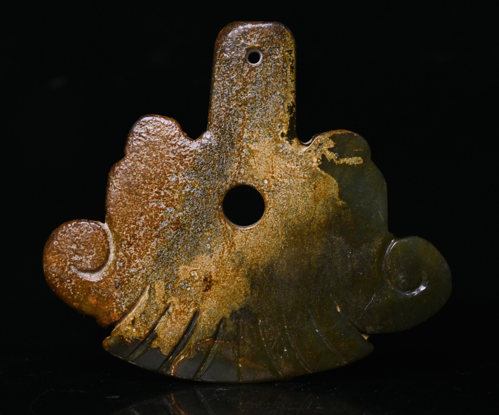 9CM China Hongshan Culture Old Jade Carved Axe Hatchet Weapon Amulet Pendant