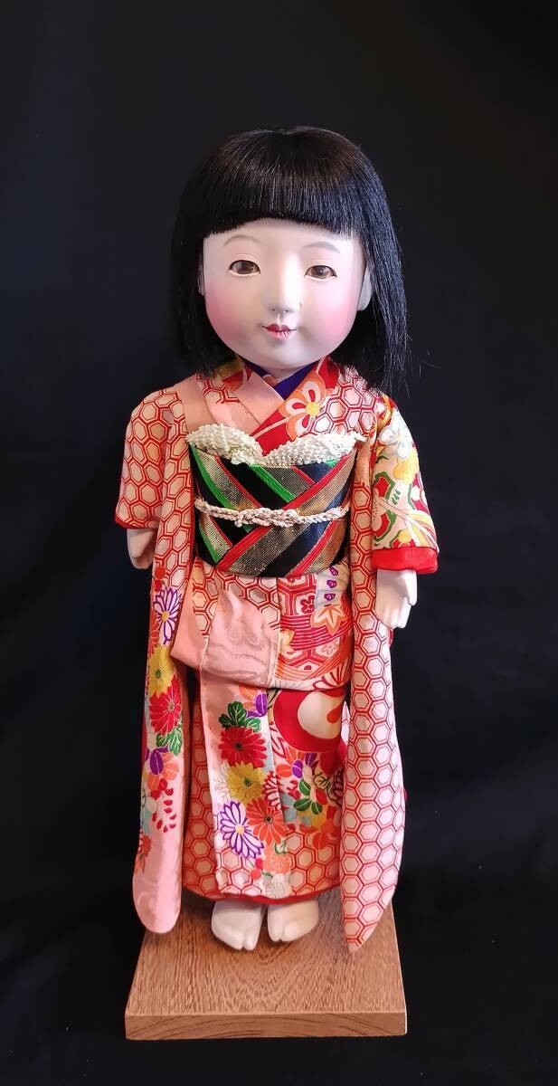 Ichimatsu Japanese Traditional Doll H15inch Girl Kimono w/Stand Japan Antique