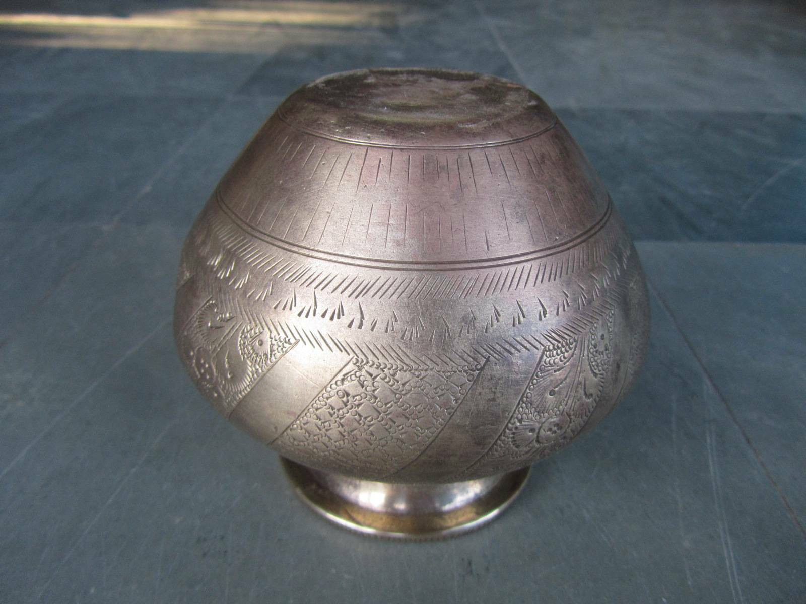 Old Brass Solid Heavy Handcrafted Inlay Engraved Fine Quality Holy Water Pot