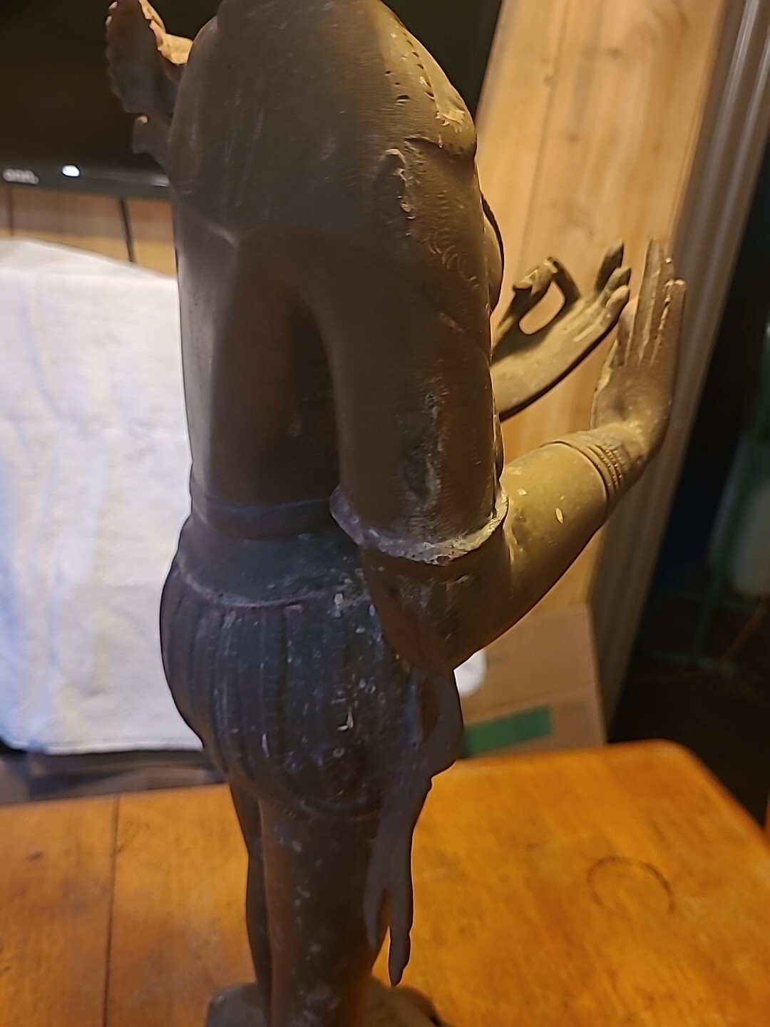 Antique Thara Tara Buddhist Buddha Statue 29″ Bronze ? Figure Asian God Estate