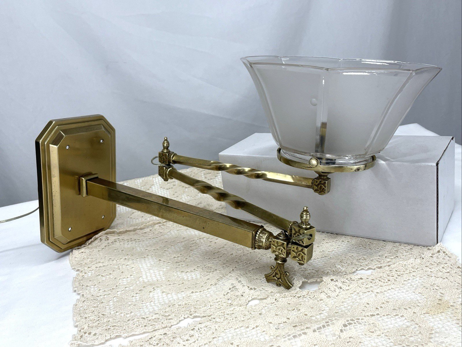 CONVERTED Antique Vtg Gas Wall Sconce Articulating Swivel Arm Art Deco Faries?