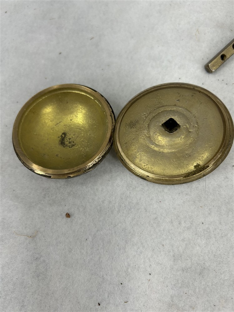 antique solid brass doorknob repousse shell/wheat hidden compartment 19thc